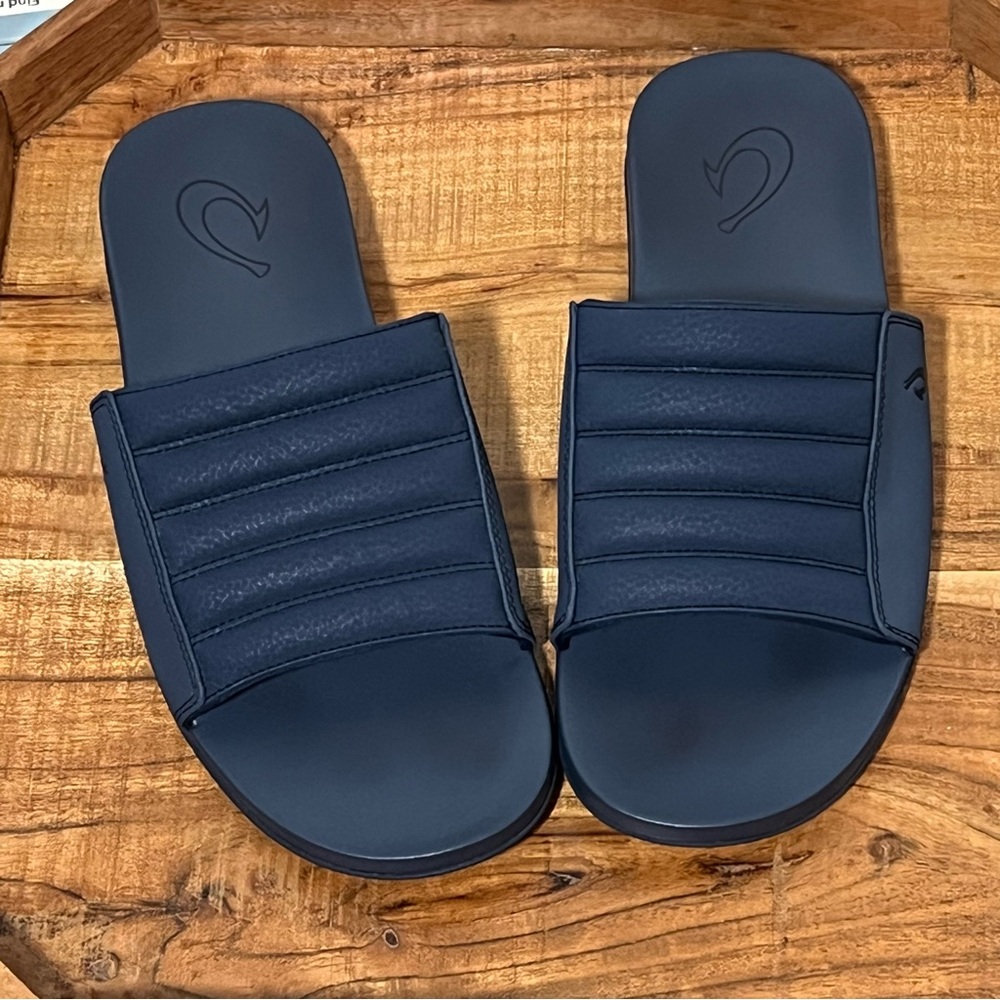 Olukai MAHA OLU Slide Sandals - Moonlit Ocean, Size 11 Men’s